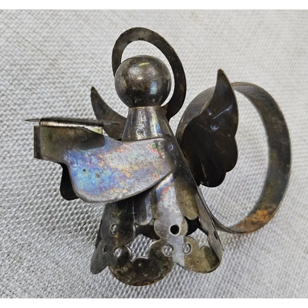 Angel Napkin Rings Set of 6 Silver Tone Vintage Trumpeting Holiday Christmas